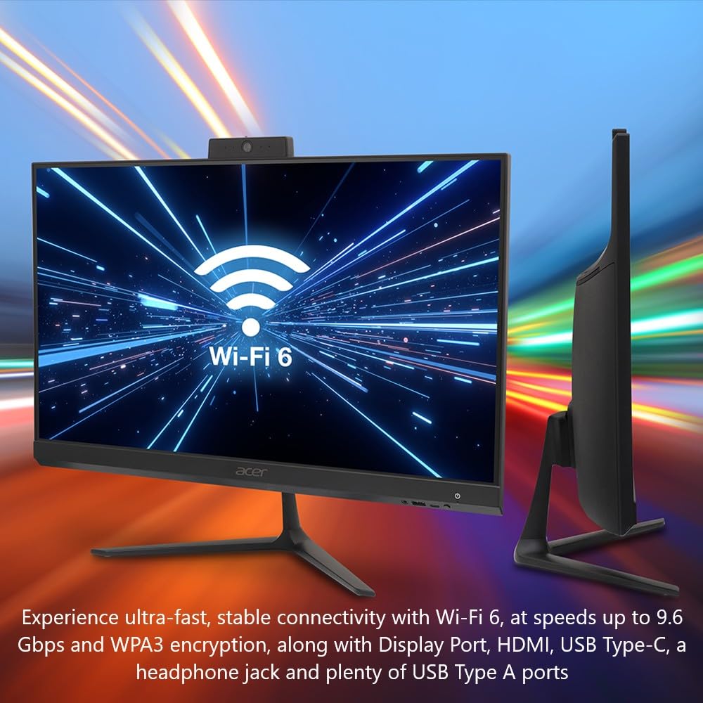 acer Aspire C24 AIO Desktop | 23.8" Full HD IPS 120Hz Display | Intel Core i3-1305U | Intel UHD Graphics | 8GB DDR4 | 512GB PCIe SSD | Wi-Fi 6 | USB Keyboard & Mouse | C24-2YE13U3UNL-UR11 - Image 5