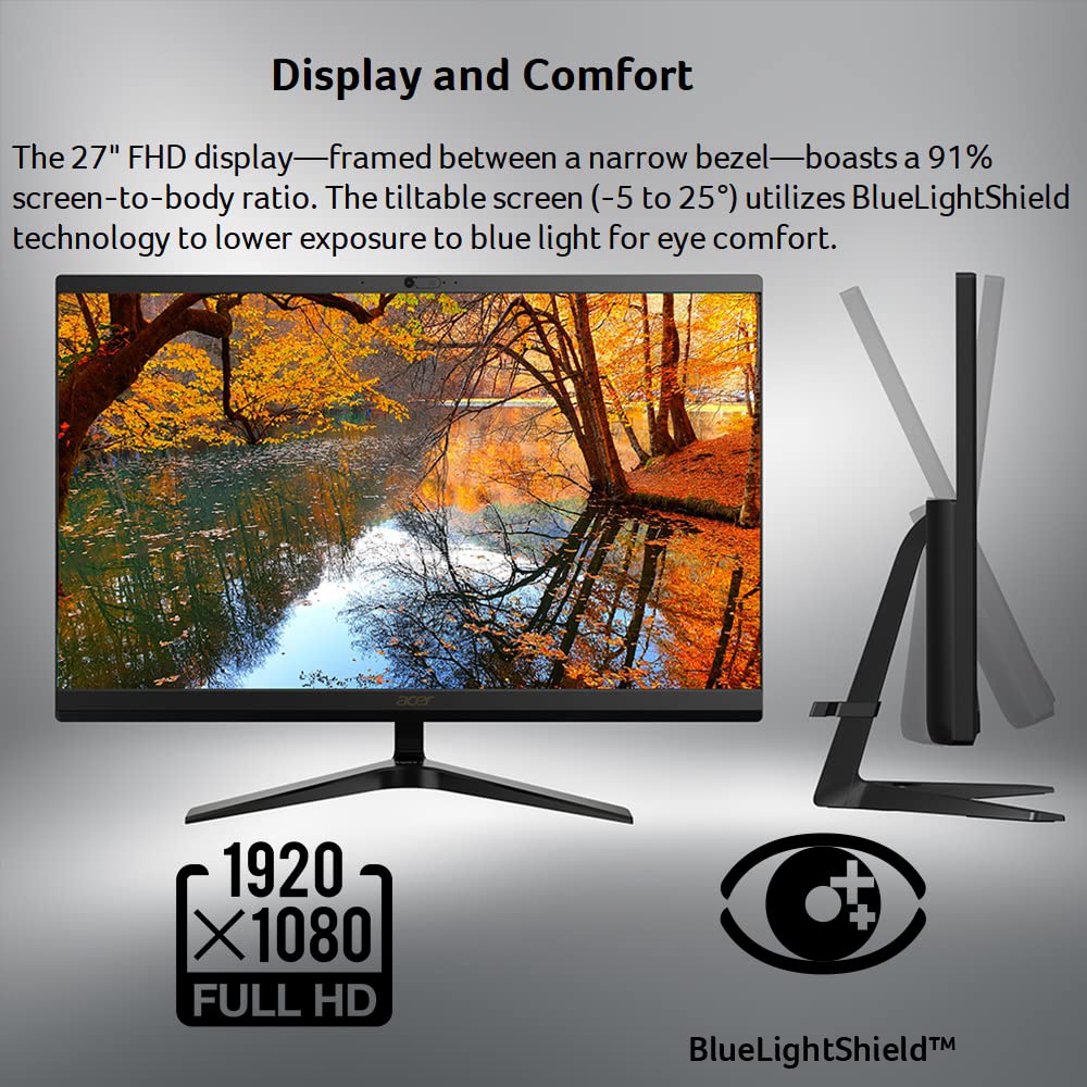 acer Aspire C27-1700-UA91 AIO Desktop | 27" Full HD IPS Display | 12th Gen Intel Core i5-1235U | Intel Iris Xe Graphics | 16GB DDR4 | 512GB NVMe M.2 SSD | Wi-Fi 6 | Copilot Enabled | Windows 11 Home - Image 4