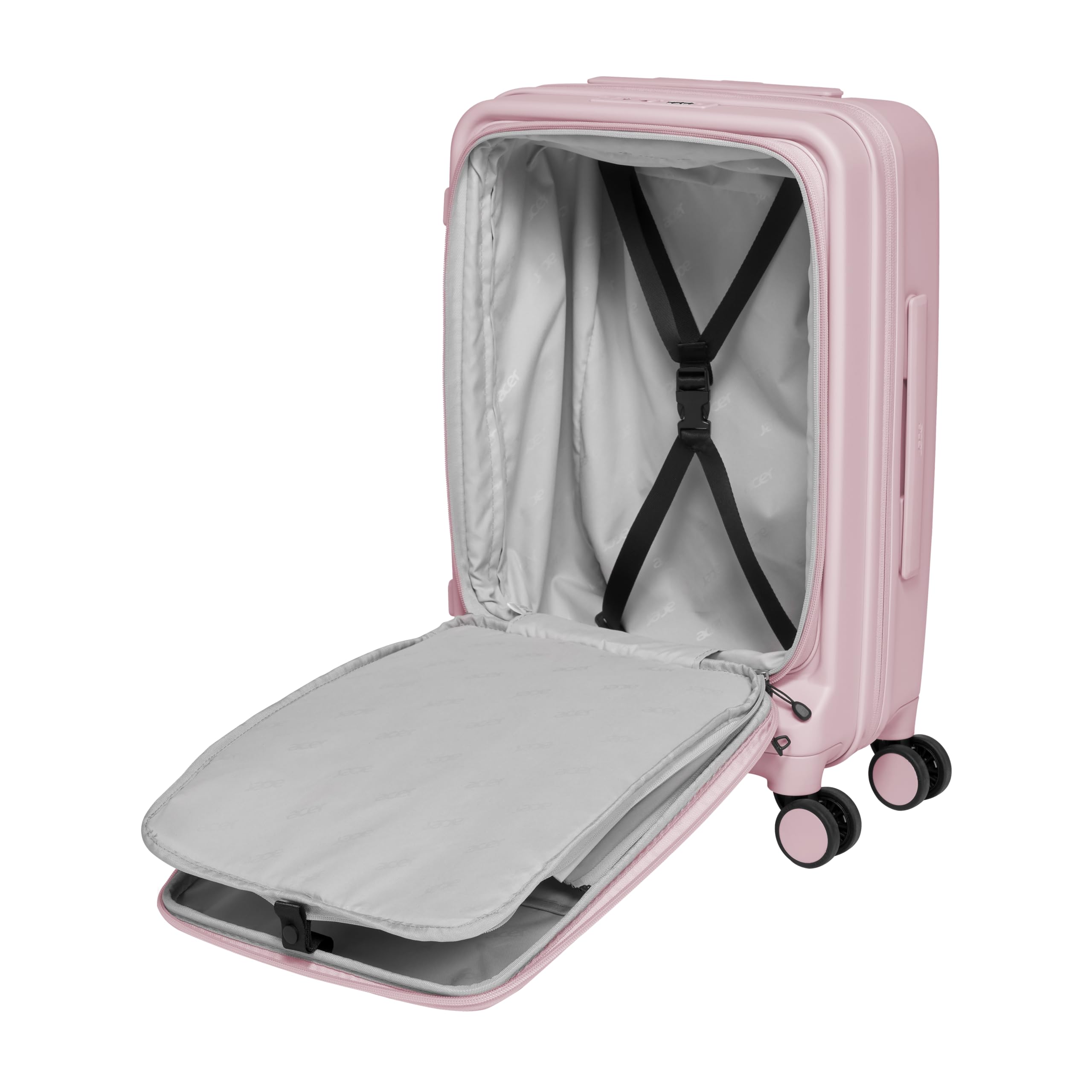 acer Barcelona Hardside Expandable 20-Inch Carry-On Luggage Laptop Bag | 360 Degree Silent Spinner Wheels | Front-Opening Design | Post-Consumer Recycled Plastics | TSA Approved Lock | Crystal Pink - Image 7