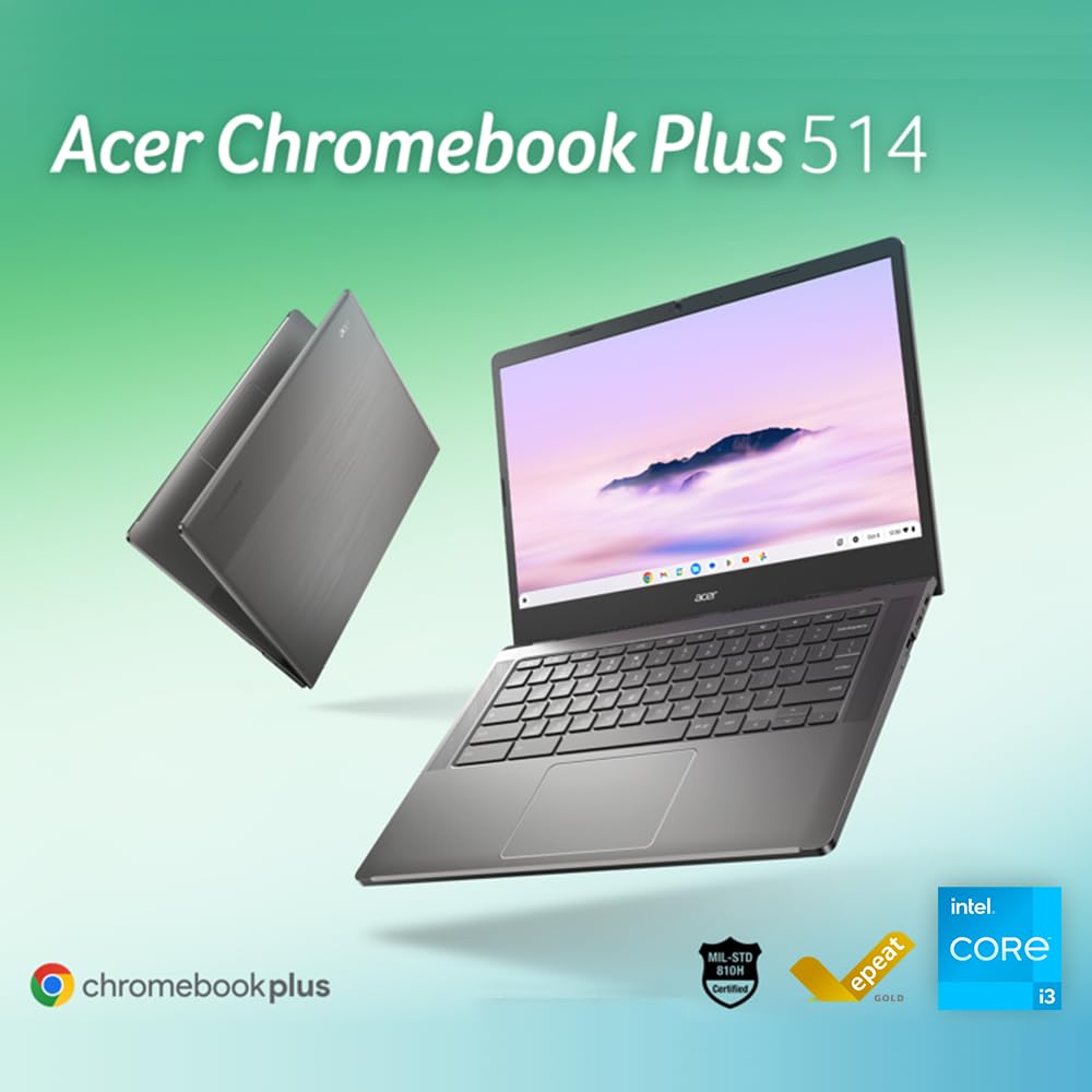 acer Chromebook Plus 514 Laptop with Google AI – 14" Full HD 1920 x 1080 IPS Touch Display | Intel Core i3-N305 | 8GB LPDDR5 | 128GB SSD | Wi-Fi 6E | FHD Camera | Chrome OS | CB514-4HT-375Z - Image 7