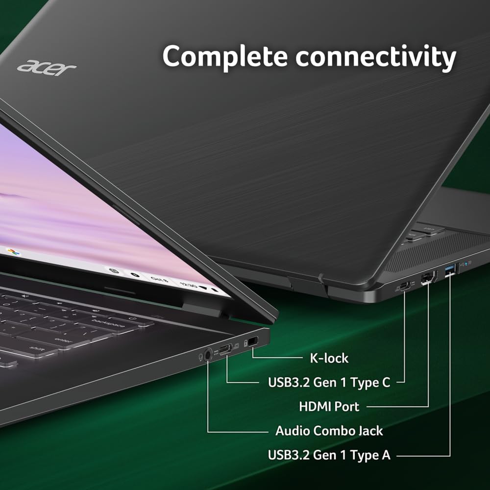 acer Chromebook Plus 515 Laptop with Google AI – 15.6" Full HD 1920 x 1080 IPS Touch Display | Intel Core i3-1305U | 8GB LPDDR5X | 256GB SSD | Wi-Fi 6E | FHD Camera | Chrome OS | CB515-2HT-33M4 - Image 9