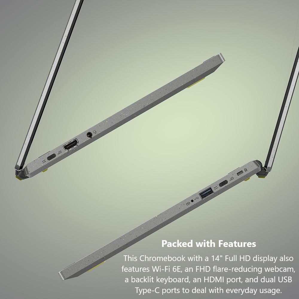 acer Chromebook Vero 514 CBV514-1H-38VS Laptop | Intel Core i3-1215U | 14" FHD IPS Display | 8GB LPDDR4X | 128GB SSD | Wi-Fi 6E | FHD Webcam | HDMI Port | Backlit Keyboard | Chrome OS - Image 9