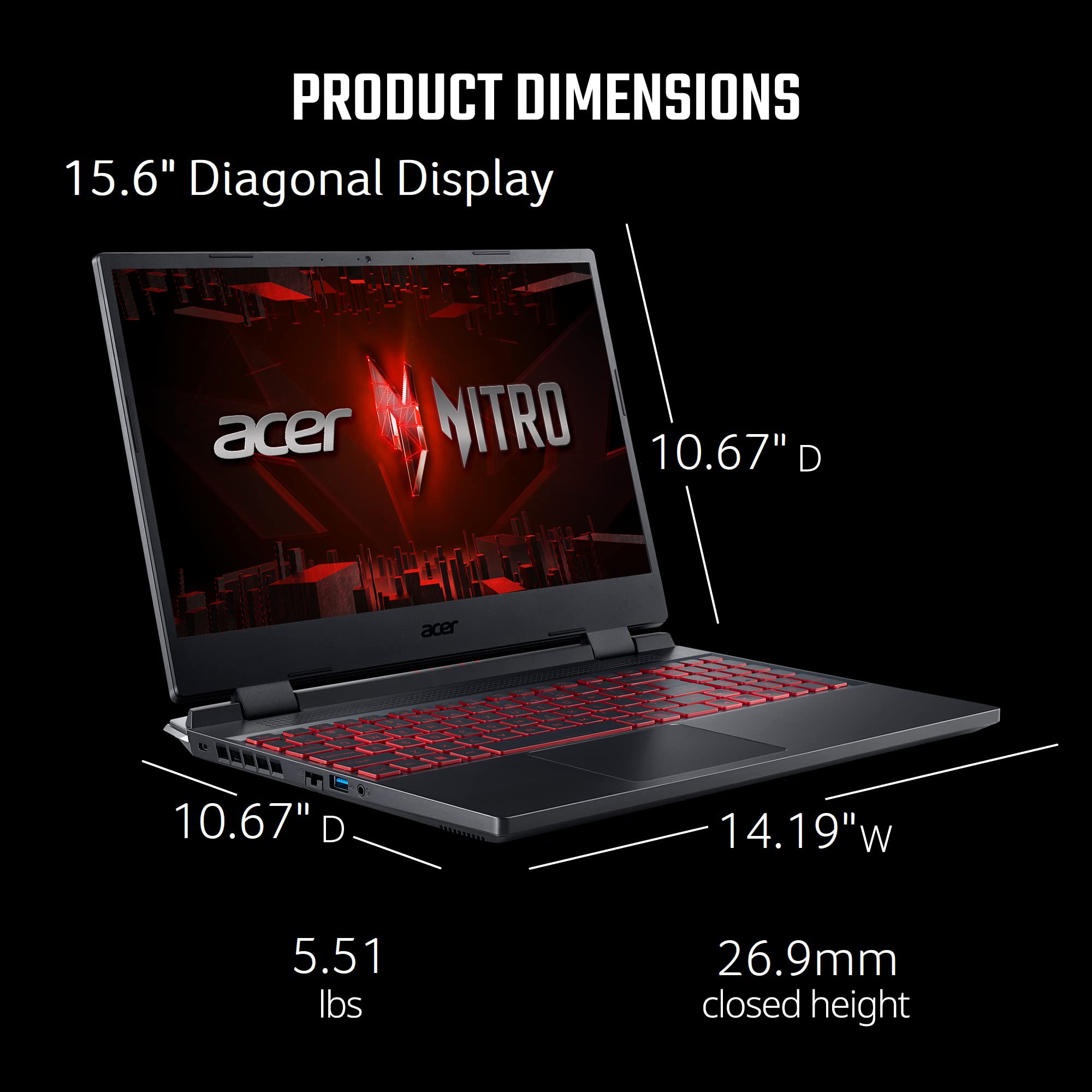 Acer Nitro 5 AN515-58-525P Gaming Laptop | Intel Core i5-12500H | NVIDIA GeForce RTX 3050 Laptop GPU | 15.6" FHD 144Hz IPS Display | 8GB DDR4 | 512GB PCIe Gen 4 SSD | Killer Wi-Fi 6 | Backlit Keyboard - Image 11