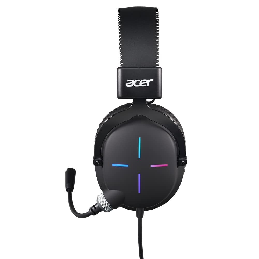 Acer Nitro Gaming Headset II: 50mm Drivers | Retractable Omni-Directional Noise-Canceling Microphone with On-Cable Controls | Over-Ear Design with RGB Lights, (Pack of 1) - Image 3