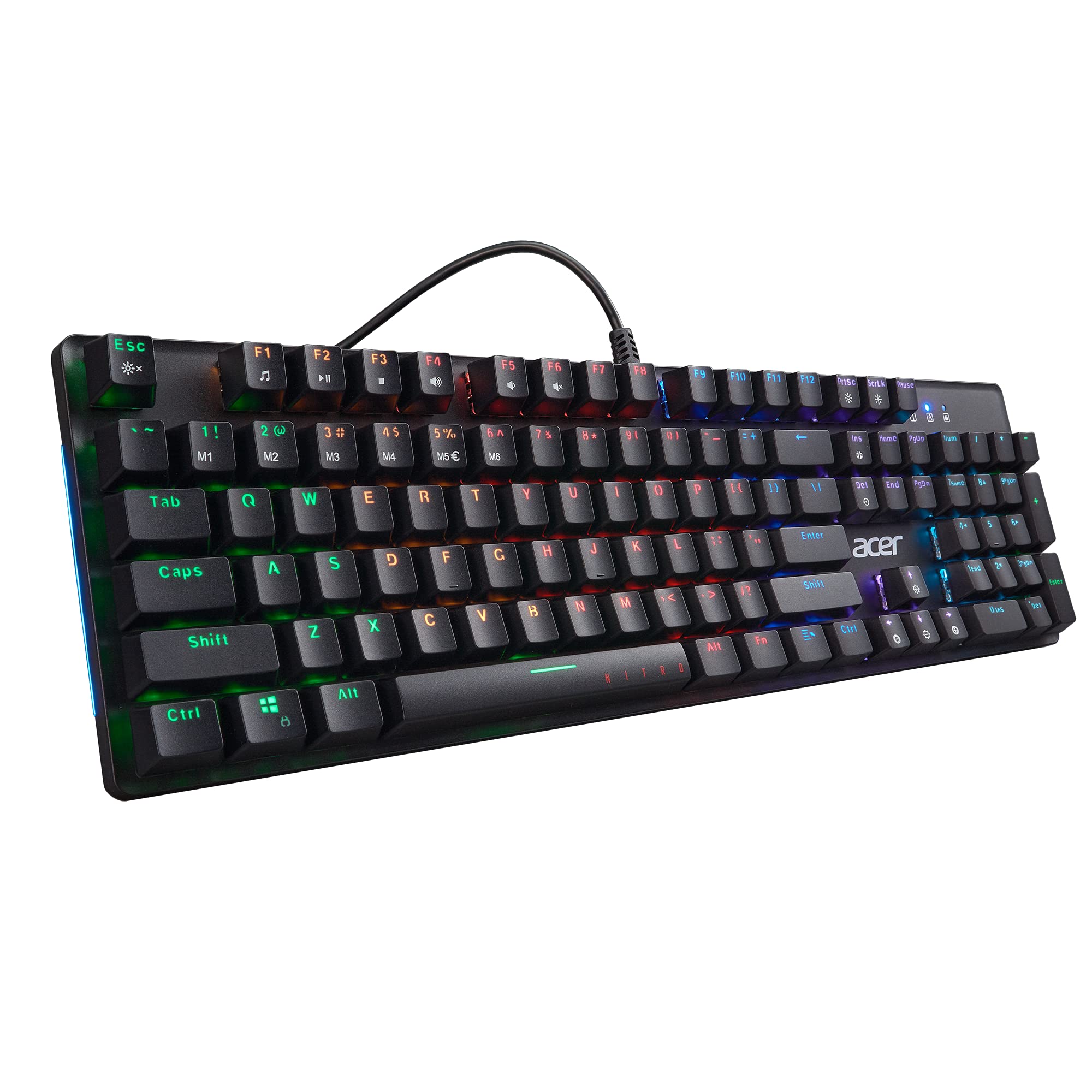 acer Nitro Gen 2 Wired Gaming Keyboard - RGB Illuminated Keyboard | 100% Anti-Ghosting (N-Key Rollover) | Mechanical Axis | Ergonomic Arc Keycaps | Embedded Multimedia Keys, (Pack of 1) - Image 5