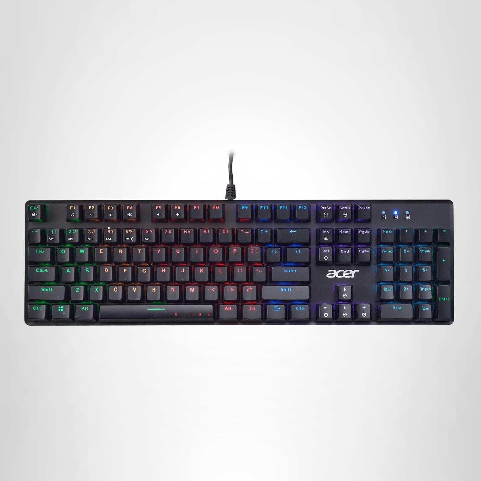 acer Nitro Gen 2 Wired Gaming Keyboard - RGB Illuminated Keyboard | 100% Anti-Ghosting (N-Key Rollover) | Mechanical Axis | Ergonomic Arc Keycaps | Embedded Multimedia Keys, (Pack of 1) - Image 9