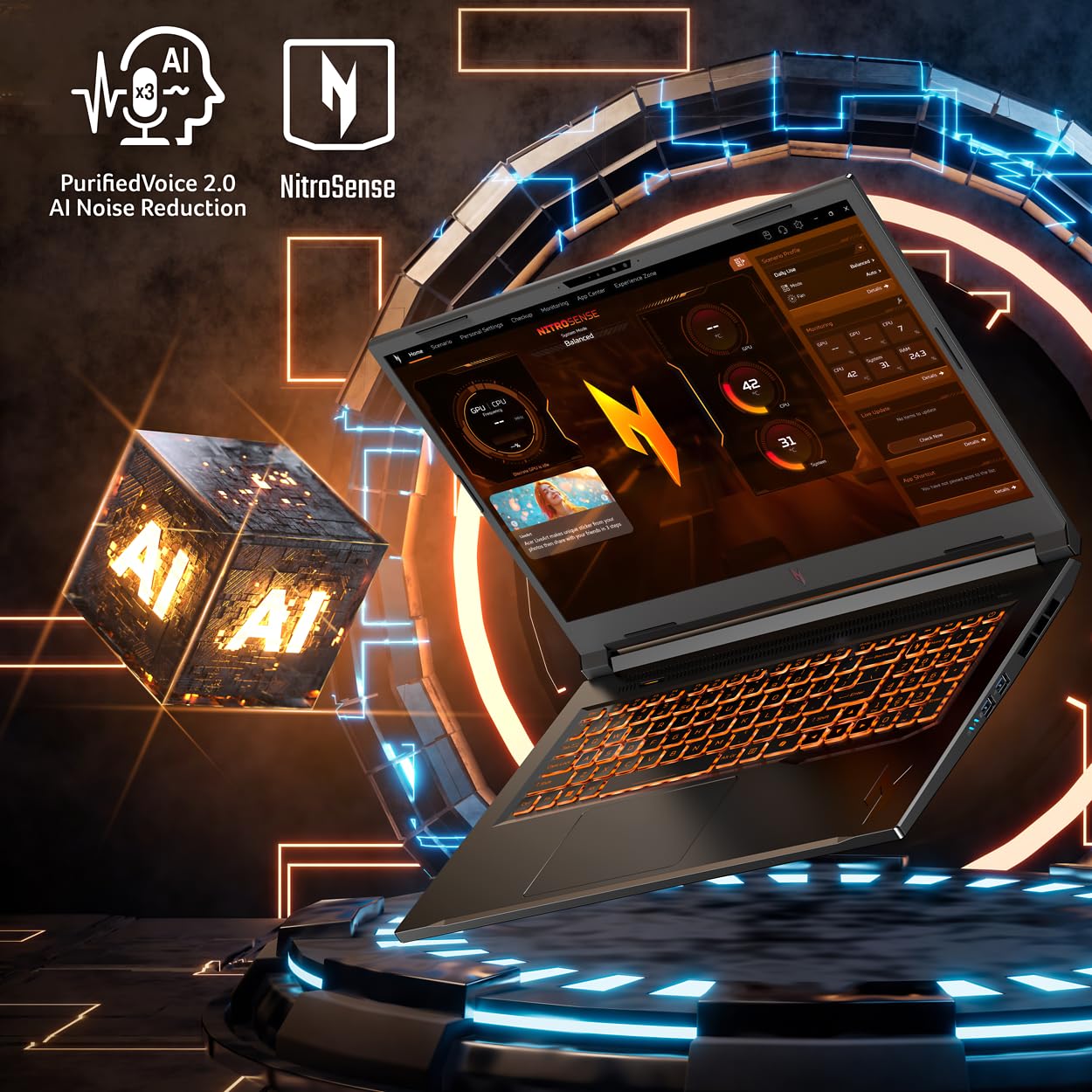 acer Nitro V 17 AI Gaming Laptop | AMD Ryzen 7 260 Processor | NVIDIA GeForce RTX 5060 Laptop GPU (572 AI Tops) | 17.3" FHD IPS 180Hz Display | 16GB DDR5 | 1TB Gen 4 SSD | Wi-Fi 6E | ANV17-41-R0FJ - Image 8